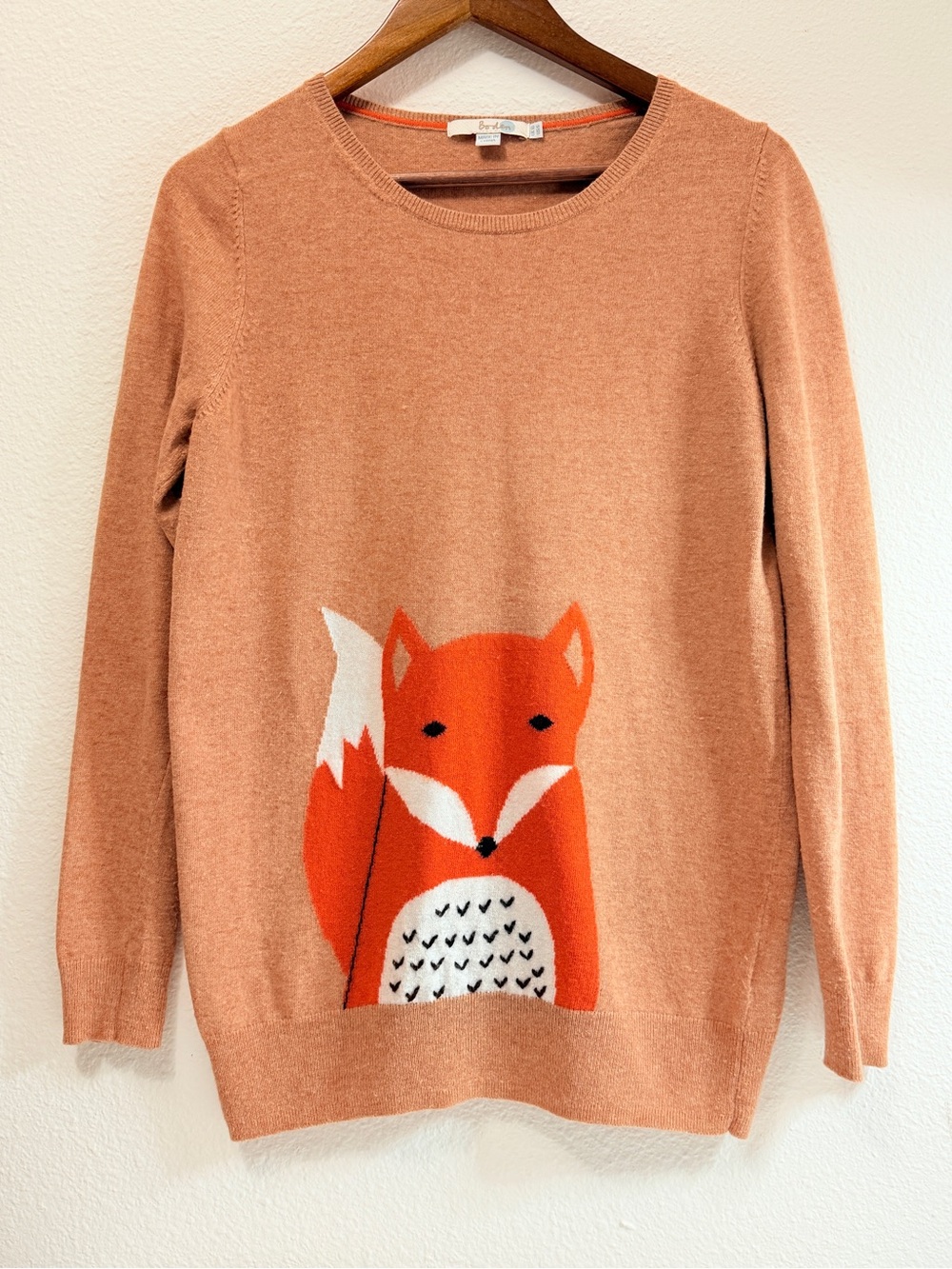 Boden Fox Wool Cashmere Blend Sweater Womens US 6 UK 10 Animal Knit